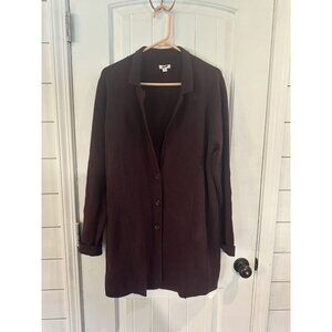 J. Jill Woman's Large Thick Purple knit Blend Long Coatigan Sweater w/ Pockets